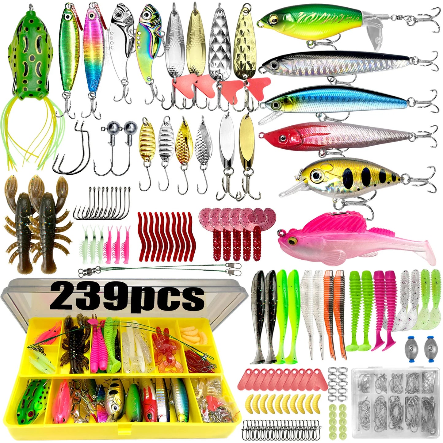 Kit de Iscas Profissional de Pesca com 83/133/193/239/409 peças