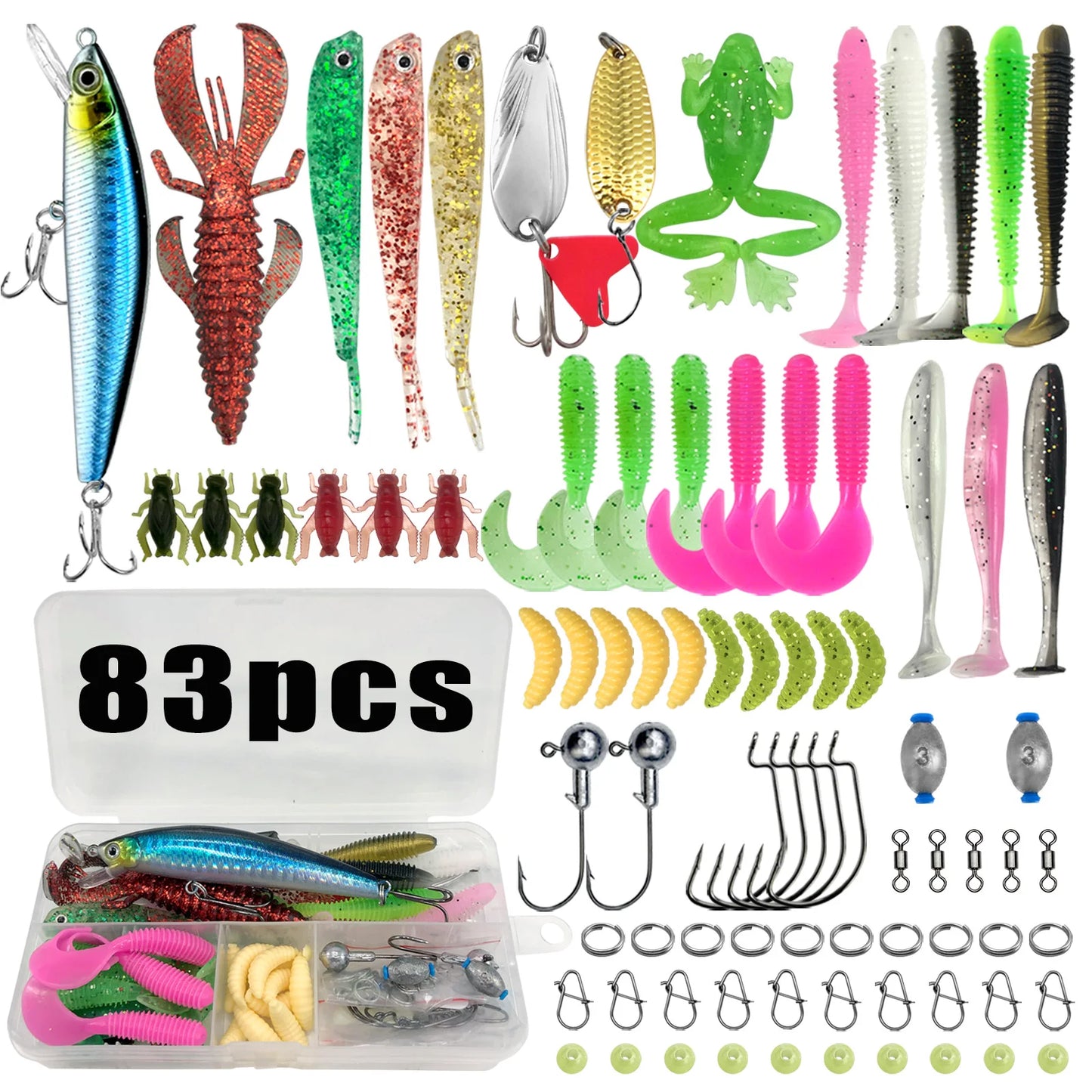 Kit de Iscas Profissional de Pesca com 83/133/193/239/409 peças