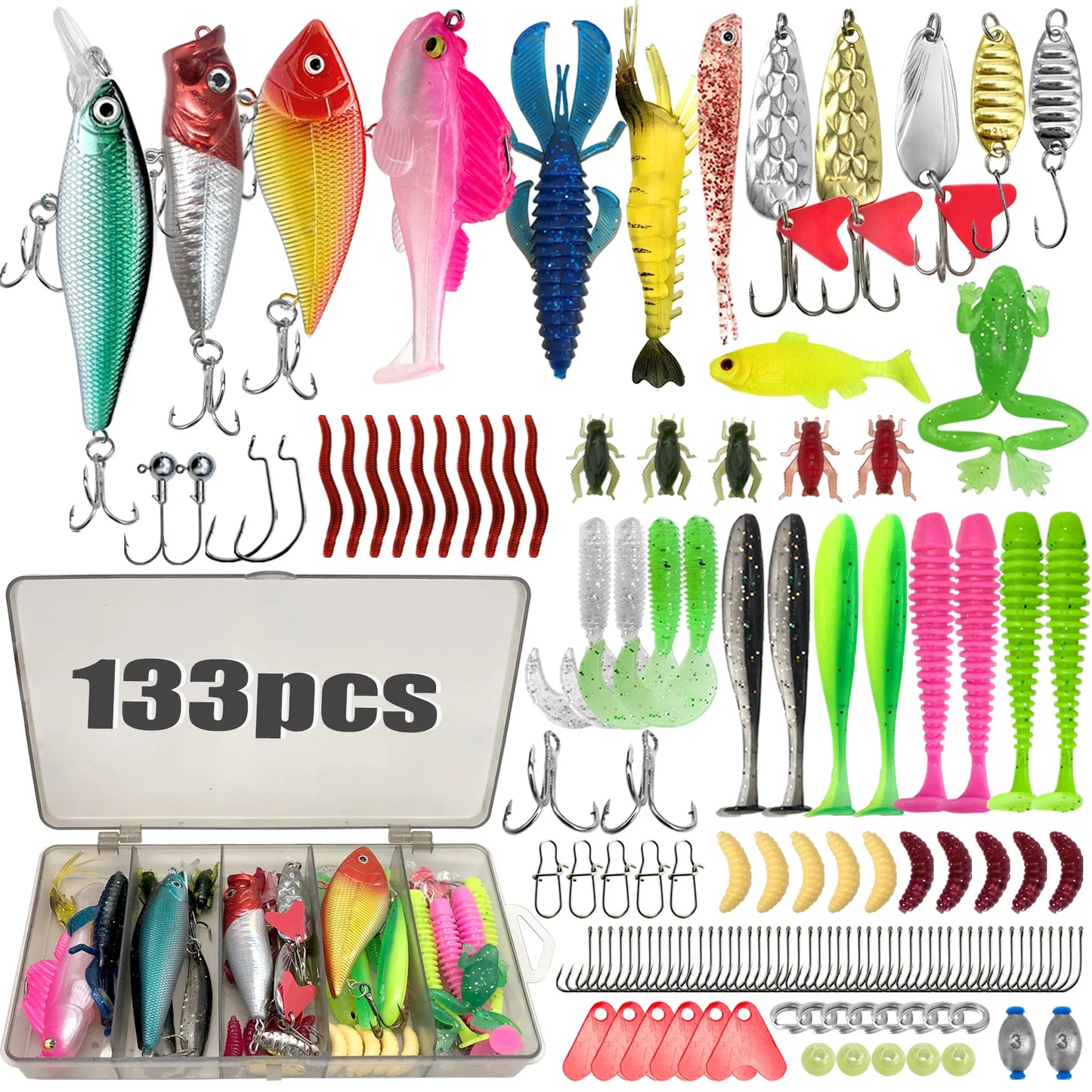 Kit de Iscas Profissional de Pesca com 83/133/193/239/409 peças