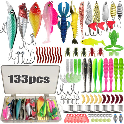 Kit de Iscas Profissional de Pesca com 83/133/193/239/409 peças